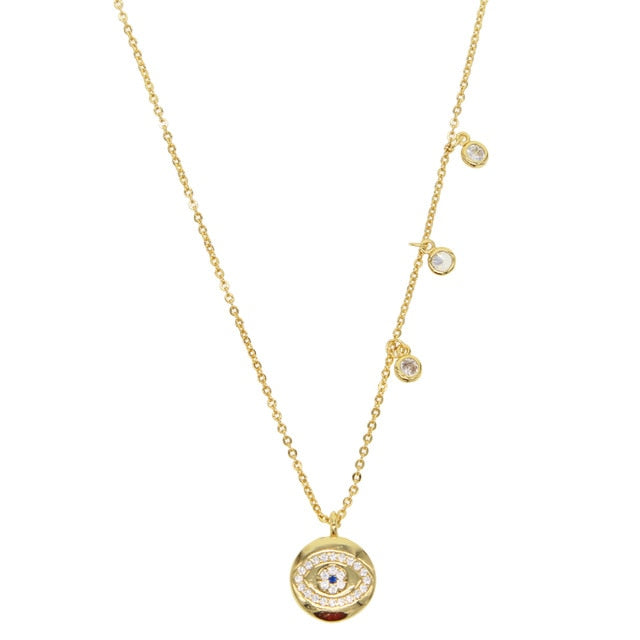 Lucky evil eye drop charm necklace - Turkish Gold Default Title