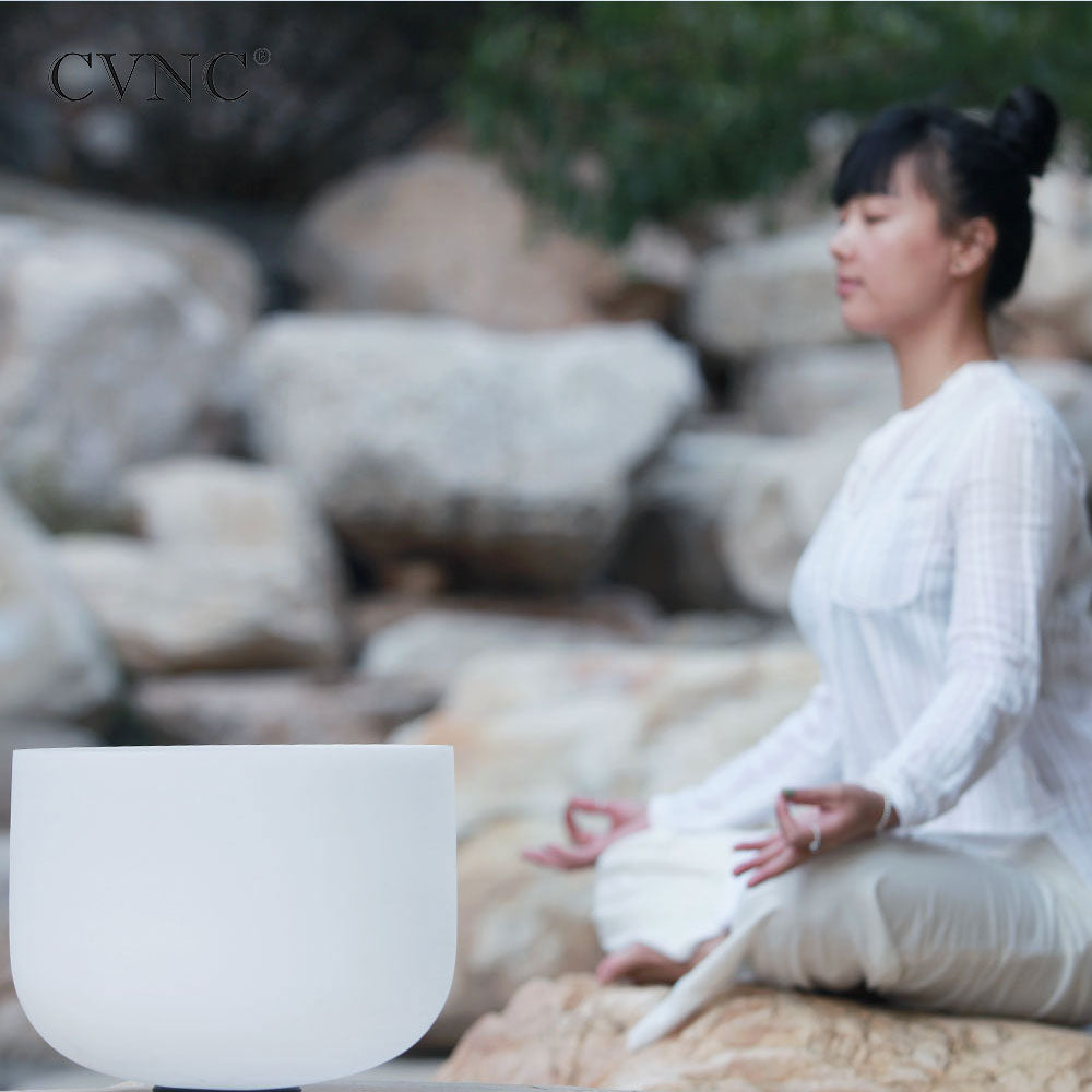 Frosted Quartz Crystal Singing Bowl - Chakra Soul Sounds 8" Bowl - Notes A B C D E F G
