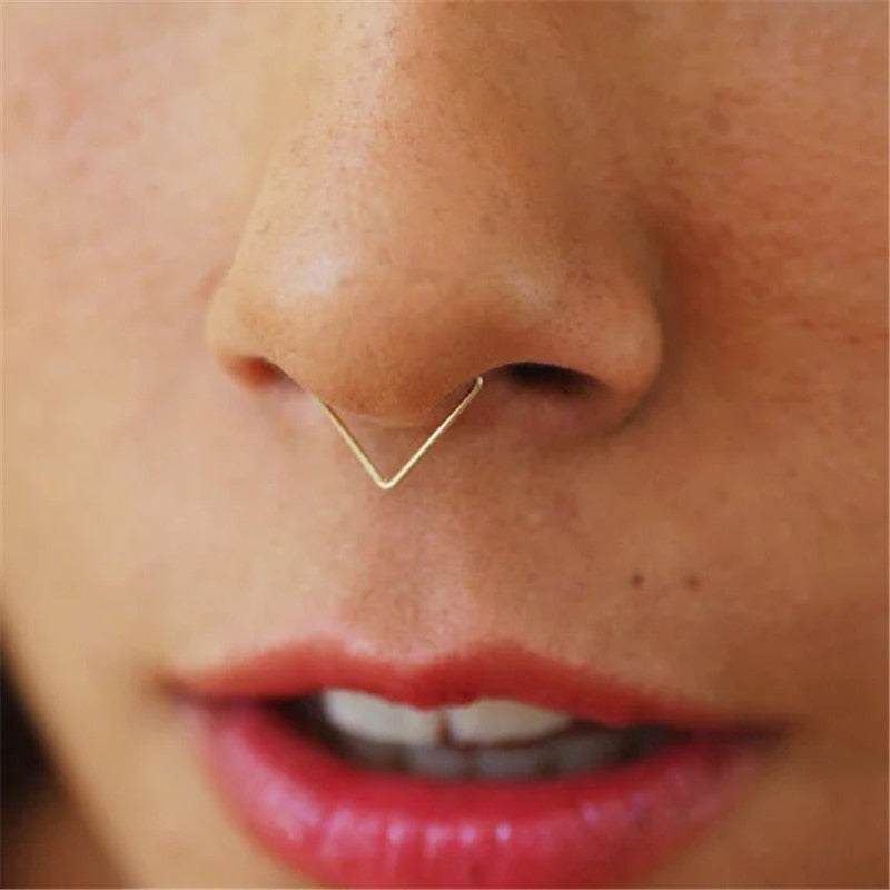 Handmade Triangle Nose Septum Ring - Fake Piercing Grunge Style - Kalyn & Co.