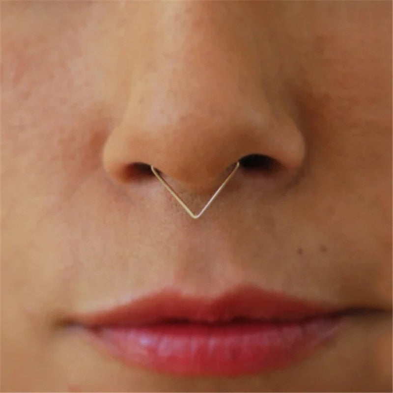Handmade Triangle Nose Septum Ring - Fake Piercing Grunge Style - Kalyn & Co.