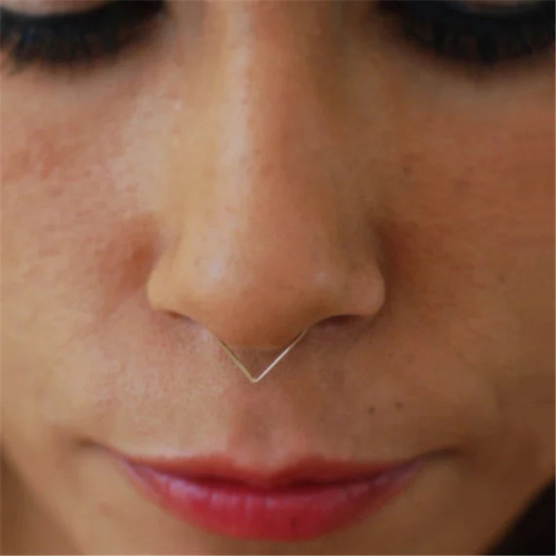 Handmade Triangle Nose Septum Ring - Fake Piercing Grunge Style - Kalyn & Co.