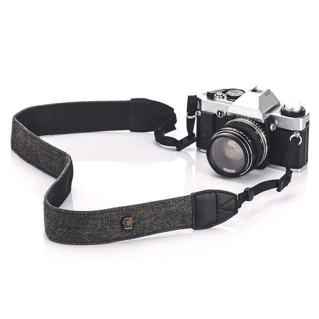 Universal Camera Leather Shoulder Neck Strap black