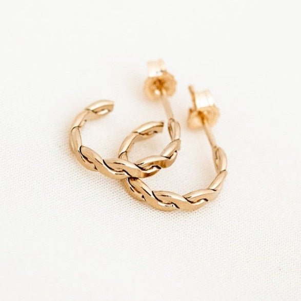 14K Gold Twist Hoop Earrings - Kalyn & Co.