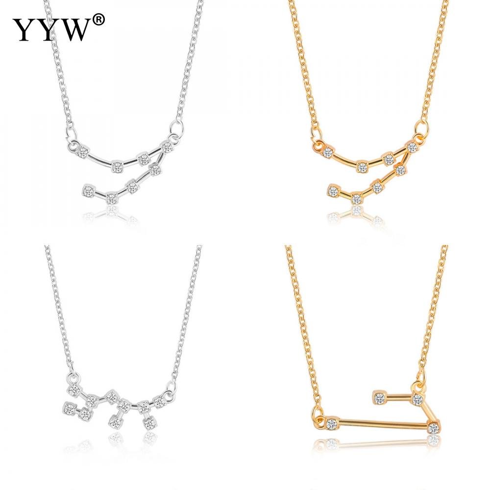 925 Silver Rhinestone Jewelry Pendant Necklace Gold Plated Constellation Zodiac Necklaces For Woman - Kalyn & Co.