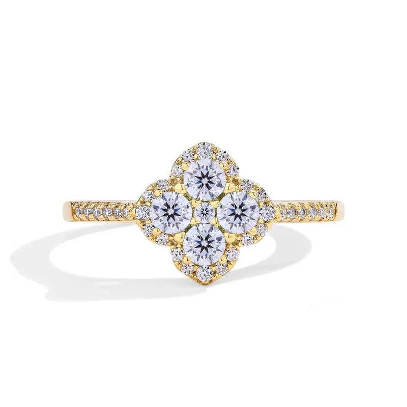 Clover Motif Moissanite Ring