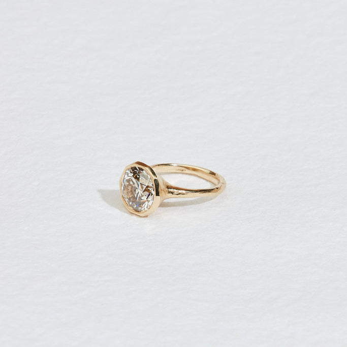PAASH | Bezel Round Brilliant Cut 3.32 Carat Moissanite Ring 2.5 MM thick Solitaire Band