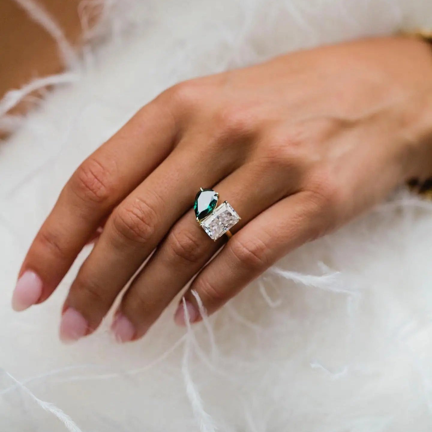 Megan Fox | 4.5 Carat Crushed Ice Radiant & 3 Carat Emerald Pear Cut