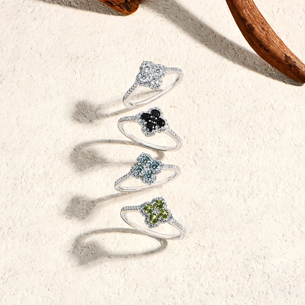 Clover Motif Moissanite Ring
