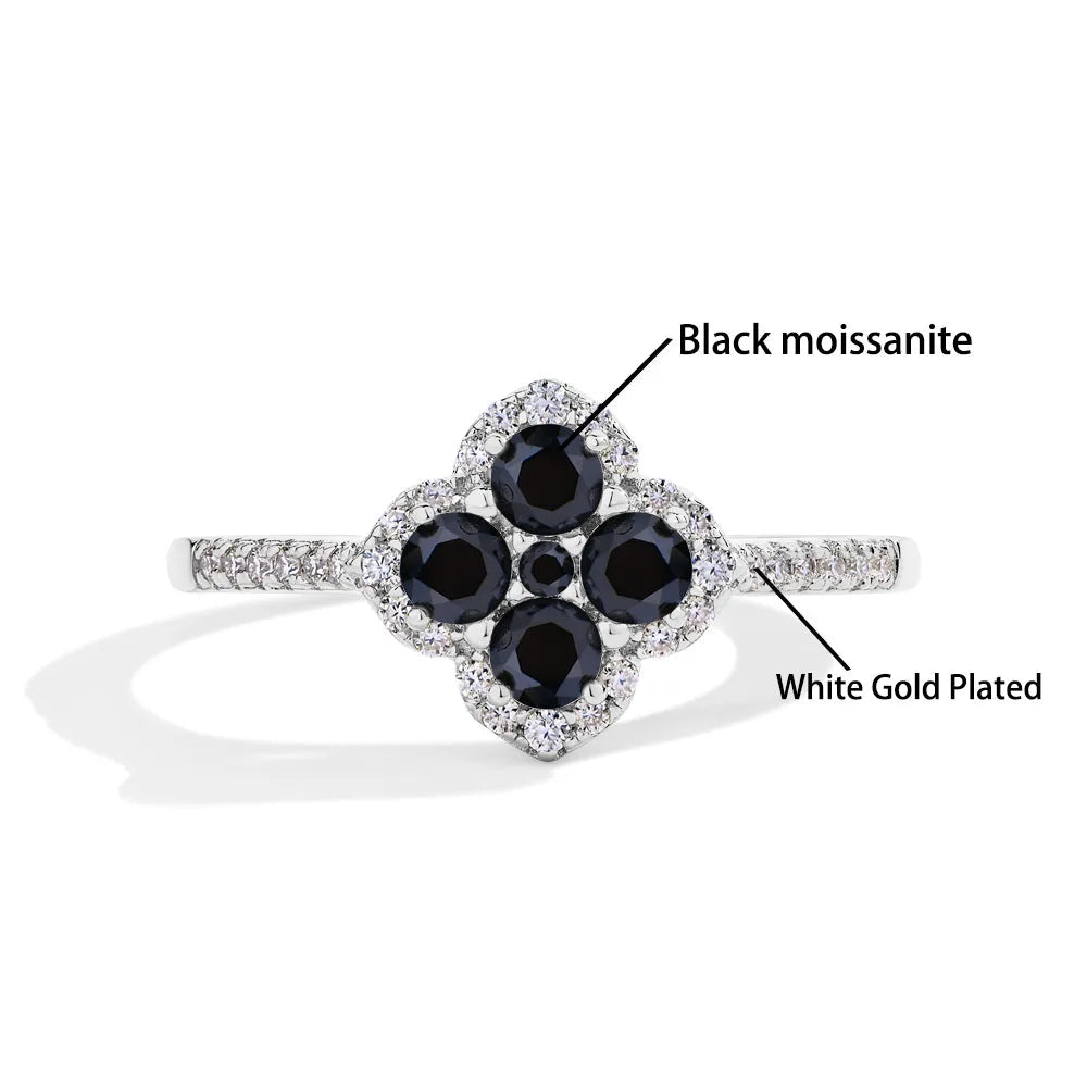 Clover Motif Moissanite Ring