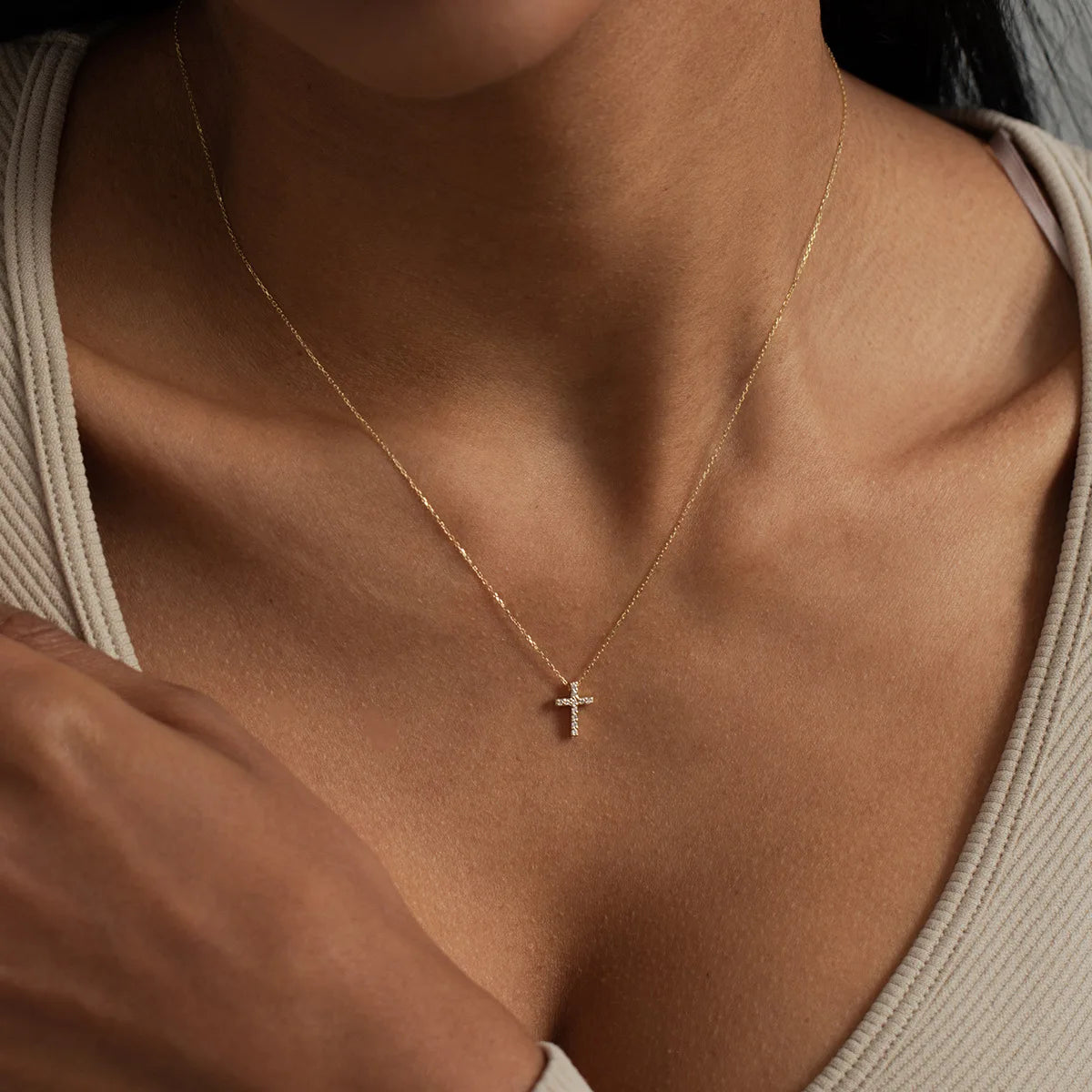 18K Gold Plated Delicate Cross Necklace
