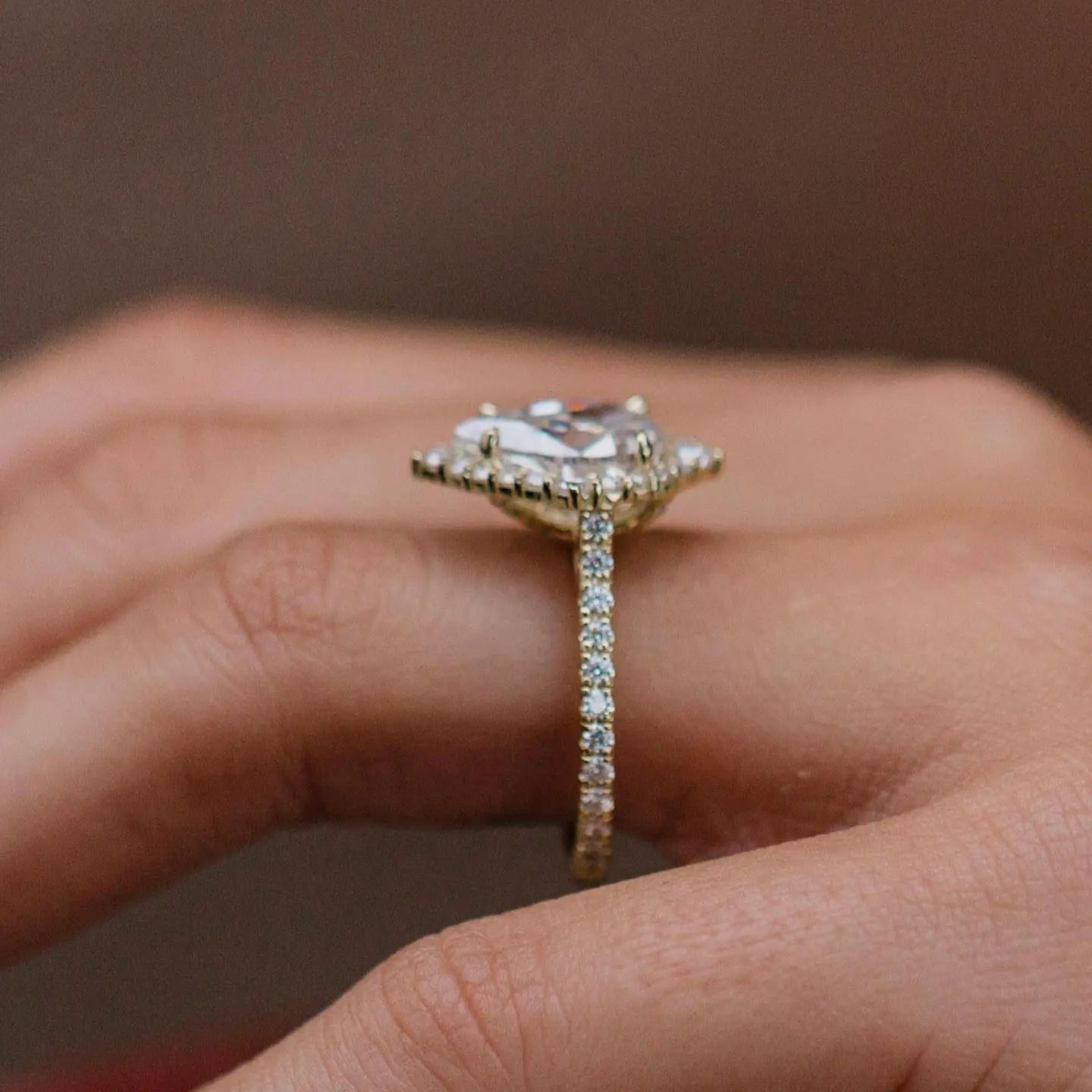 KARA | 2 Carat Crushed Ice Pear Cut Halo Pavé