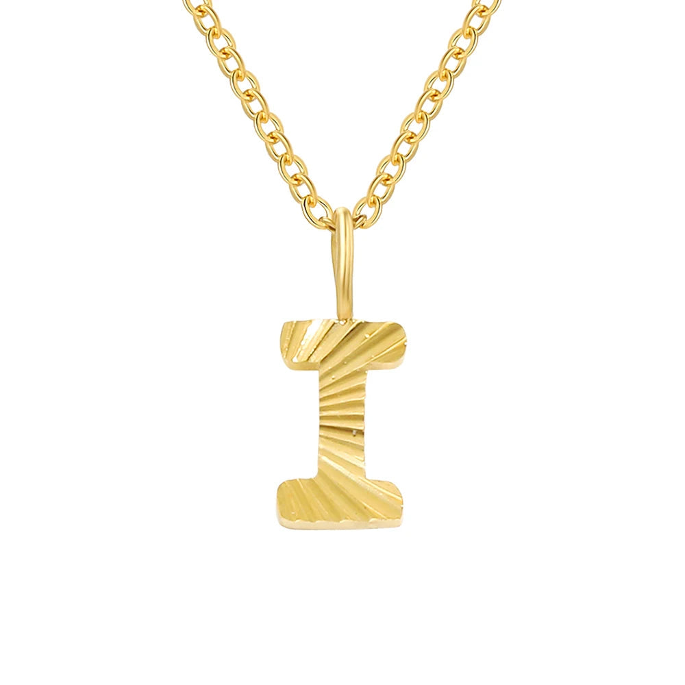 Personalized Initial Pendant Necklace 14k Gold - I
