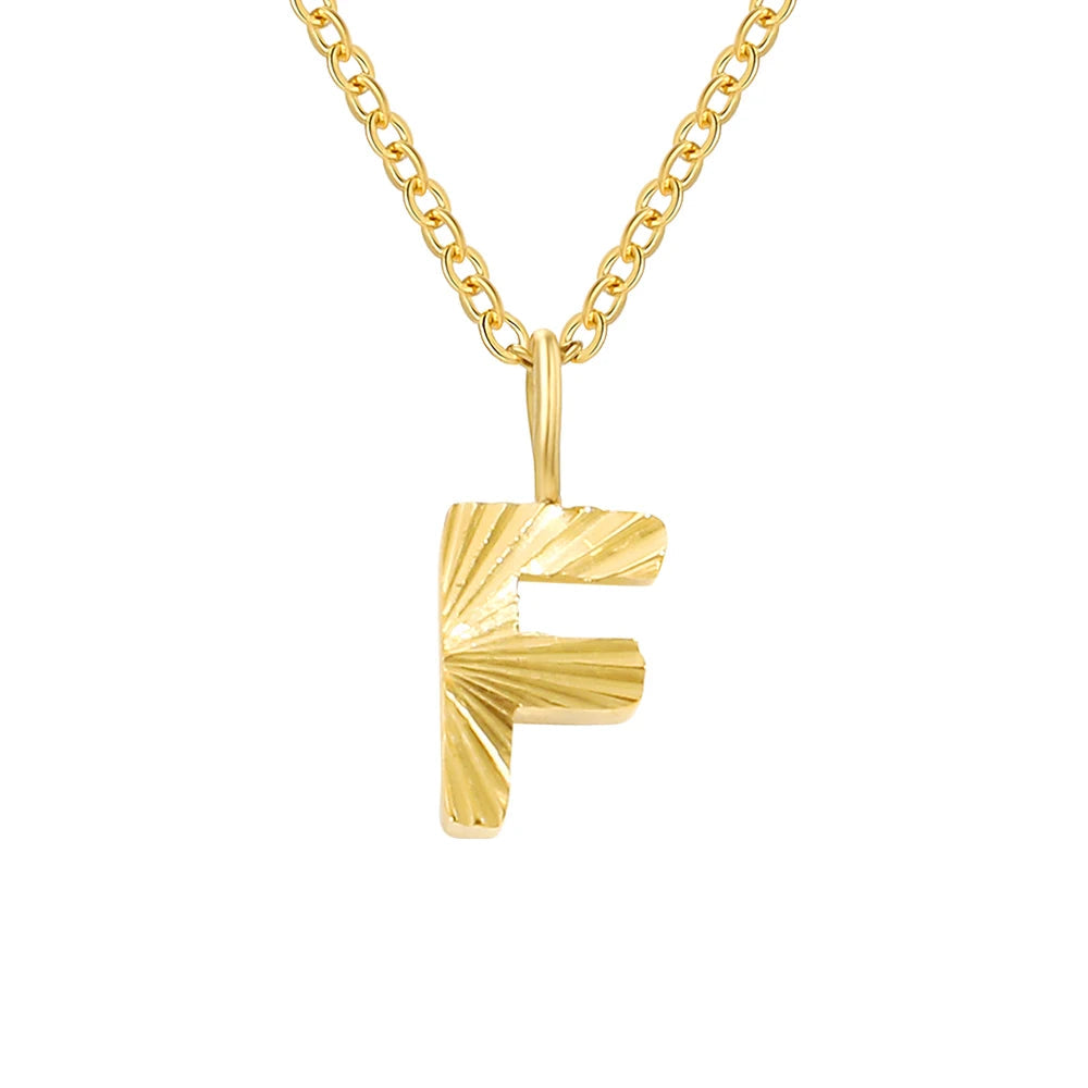 Personalized Initial Pendant Necklace 14k Gold - F