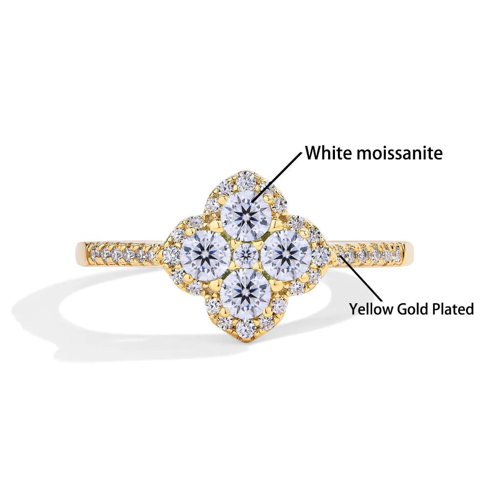 Clover Motif Moissanite Ring