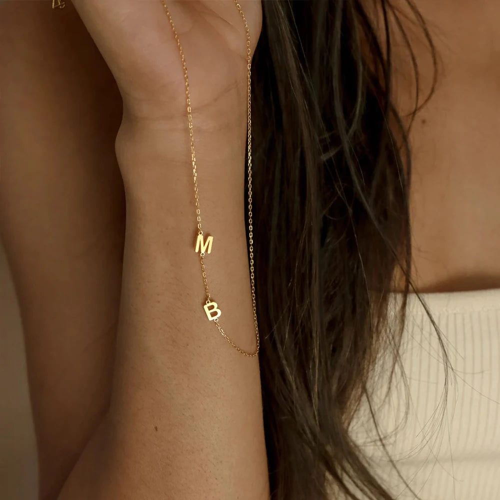 Custom Sideway Charm Initial Necklace