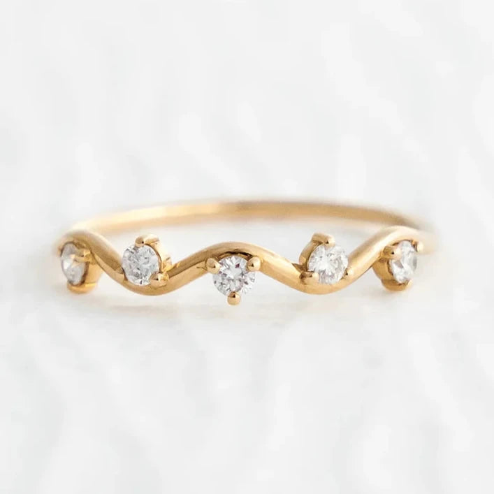 Half Eternity Gold Band round cut Moissanite