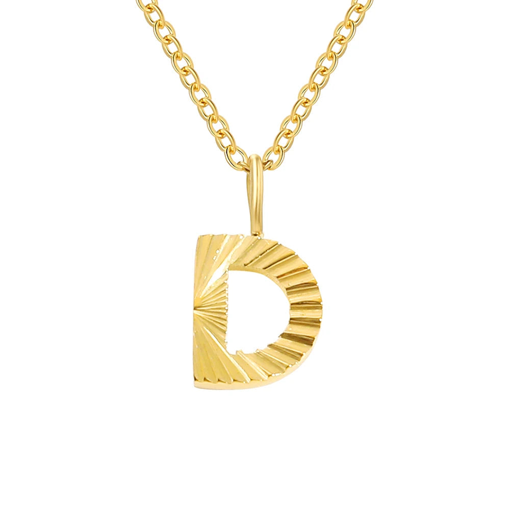 Personalized Initial Pendant Necklace 14k Gold - D
