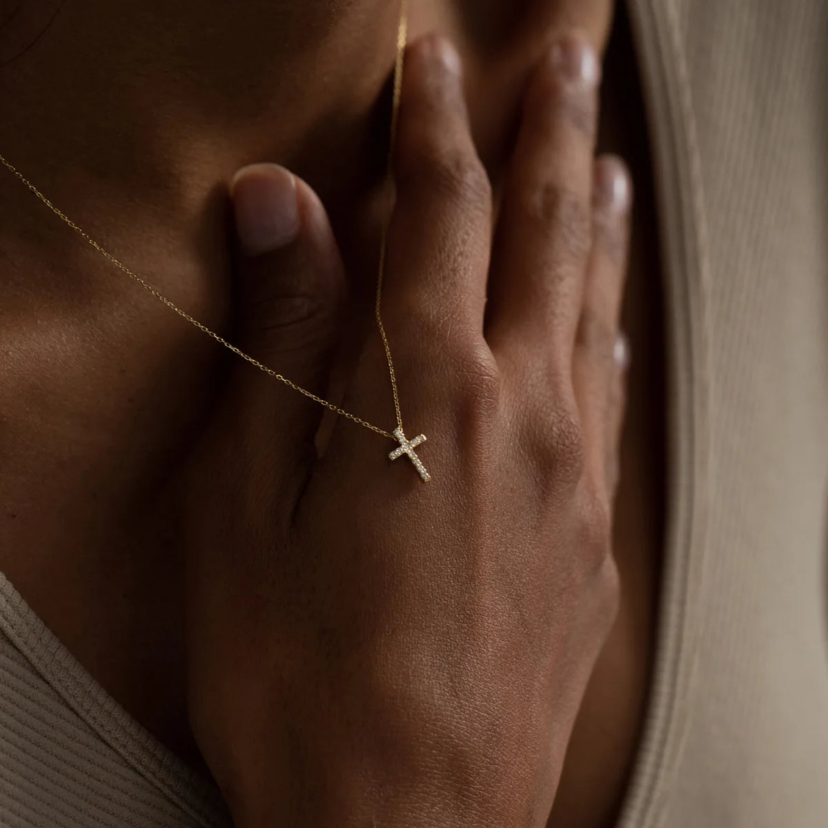 18K Gold Plated Delicate Cross Necklace