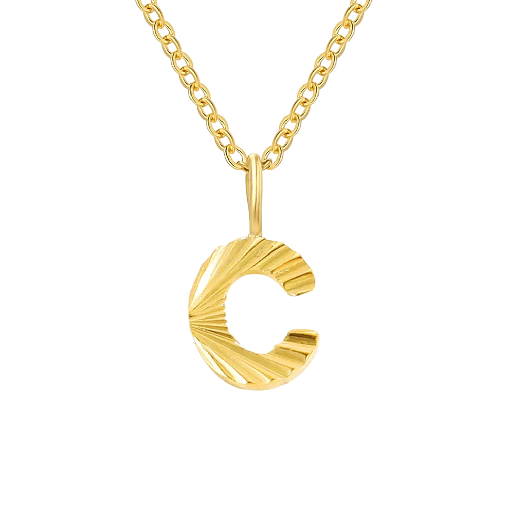 Personalized Initial Pendant Necklace 14k Gold - C