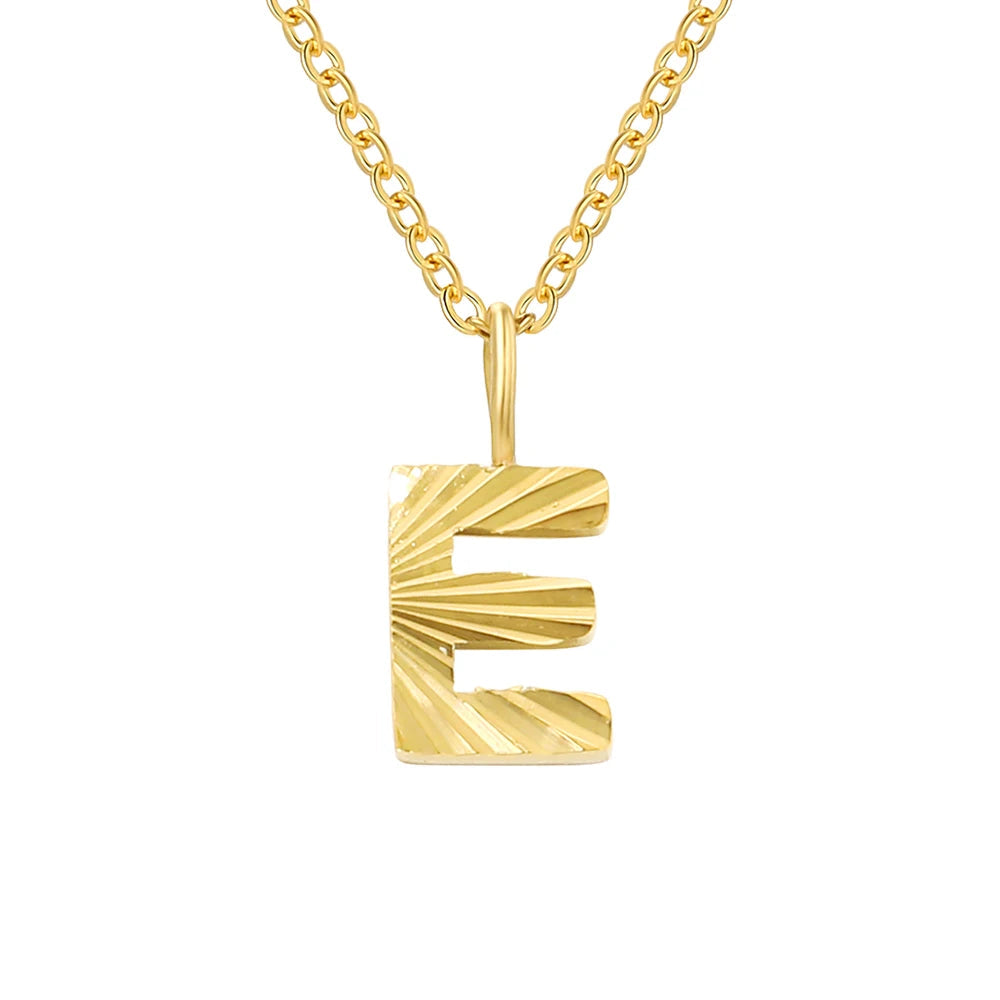 Personalized Initial Pendant Necklace 14k Gold - E