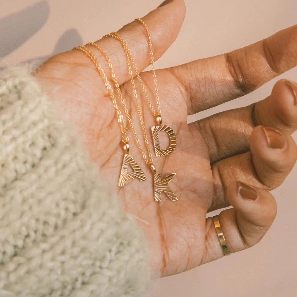 Personalized Initial Pendant Necklace 14k Gold