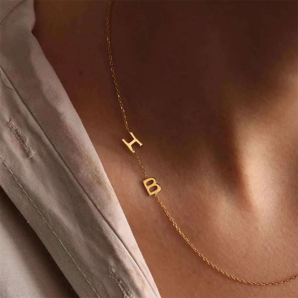 Custom Sideway Charm Initial Necklace
