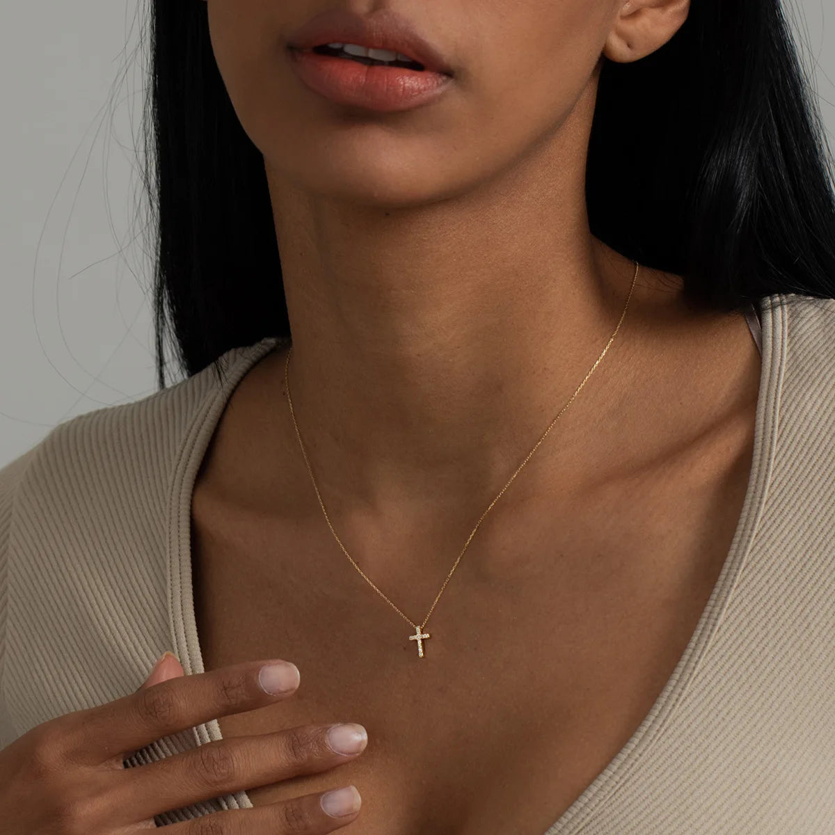 18K Gold Plated Delicate Cross Necklace