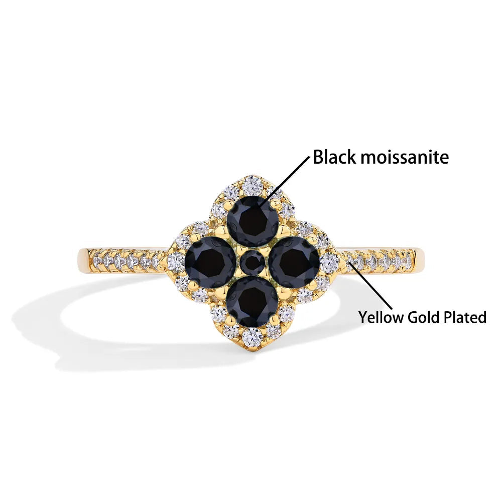 Clover Motif Moissanite Ring