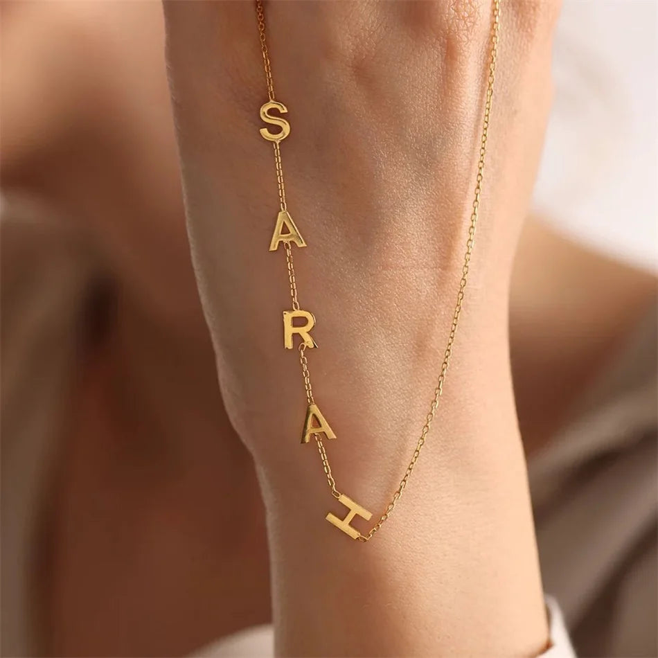 Custom Sideway Charm Initial Necklace