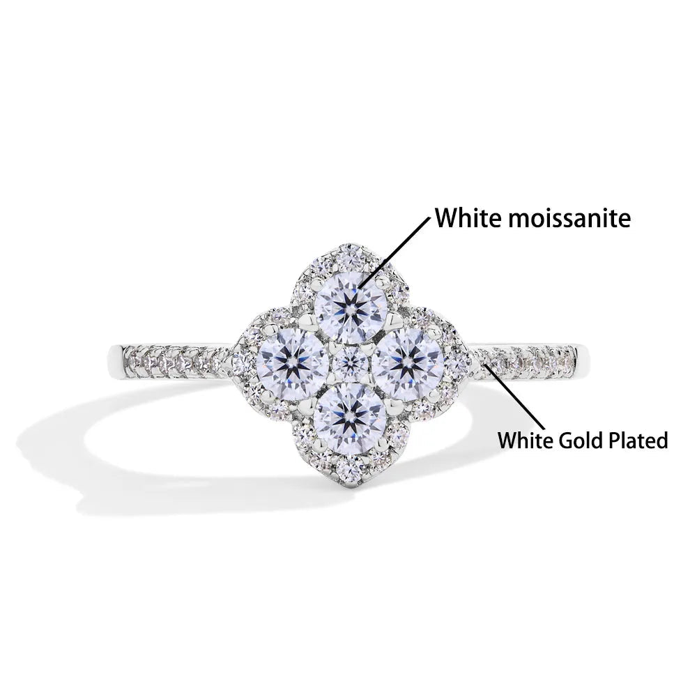 Clover Motif Moissanite Ring