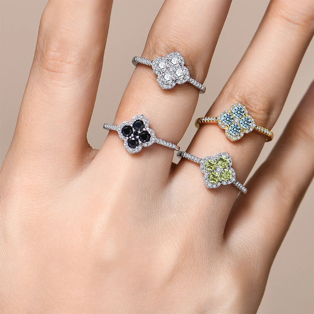 Clover Motif Moissanite Ring