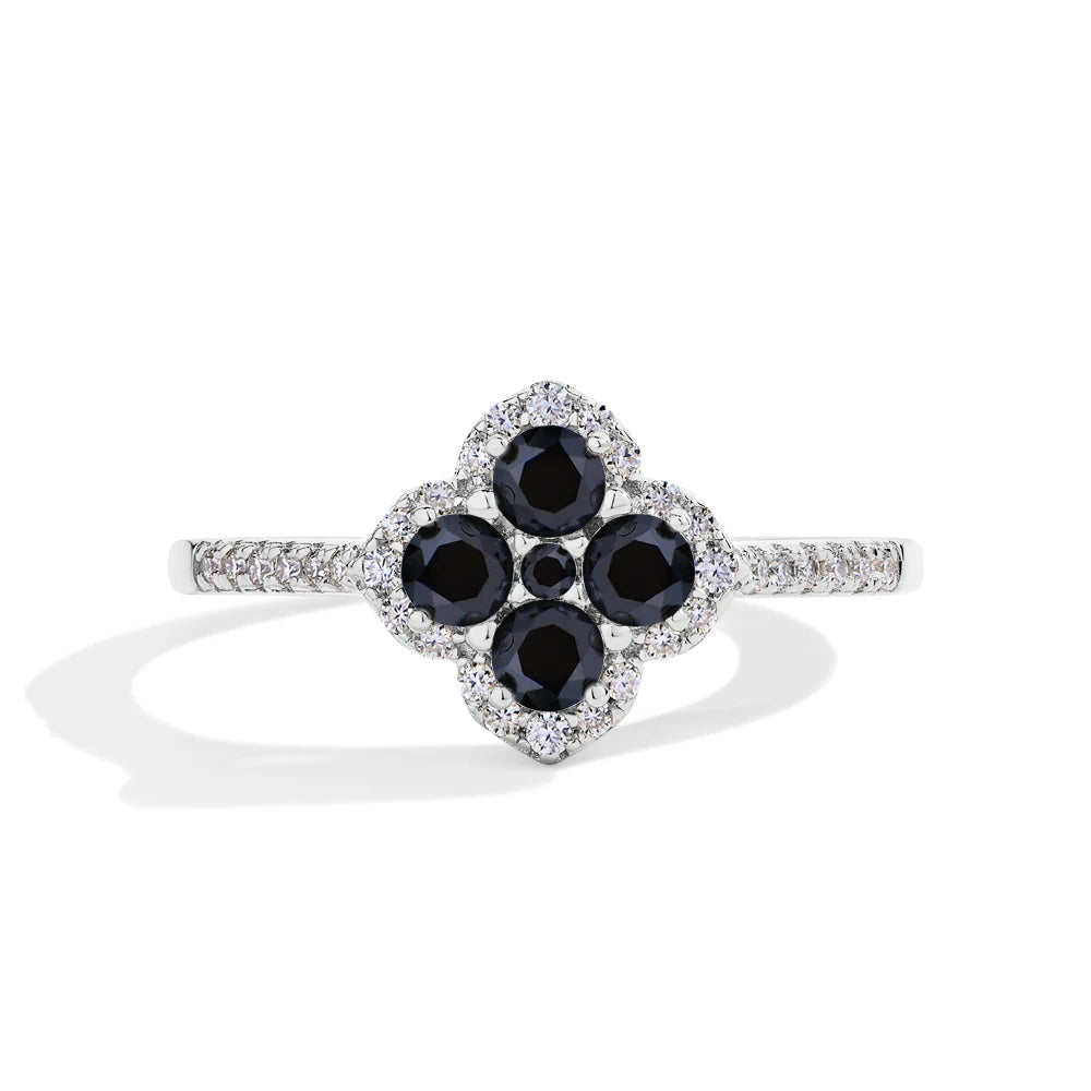 Clover Motif Moissanite Ring