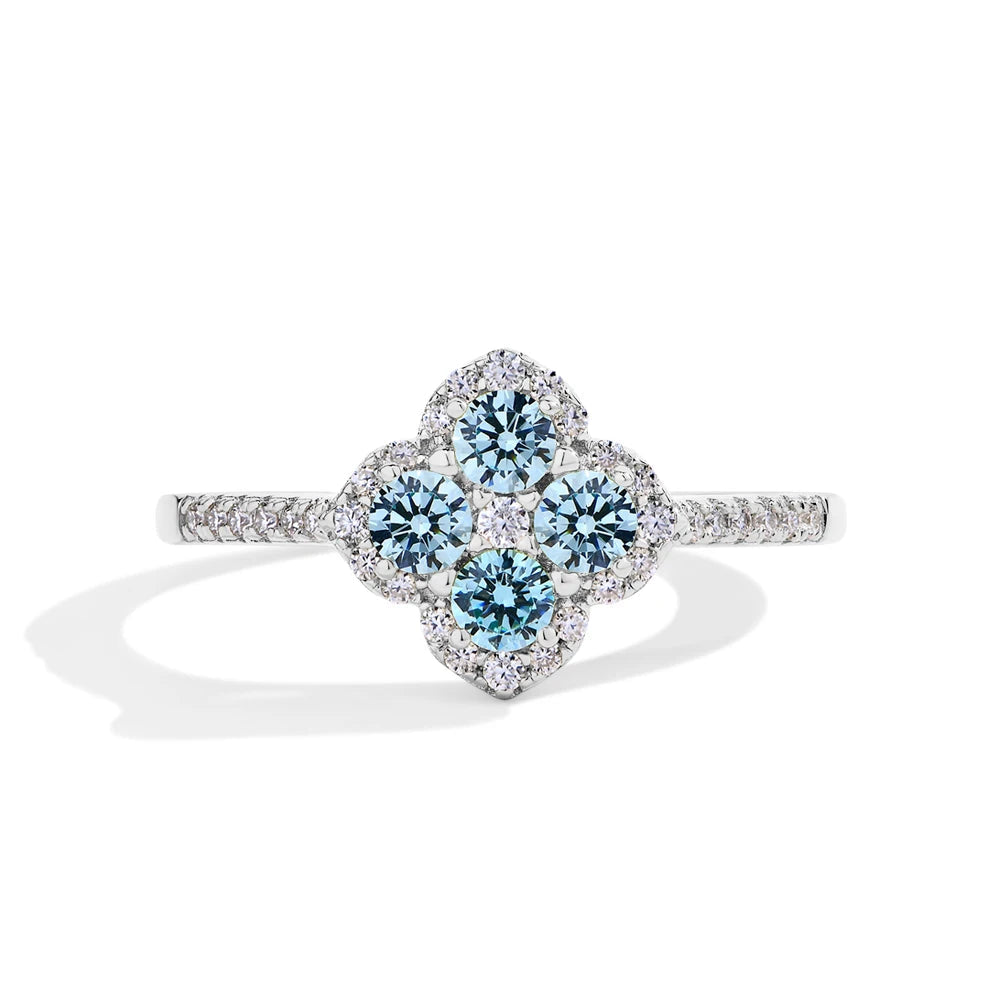 Clover Motif Moissanite Ring
