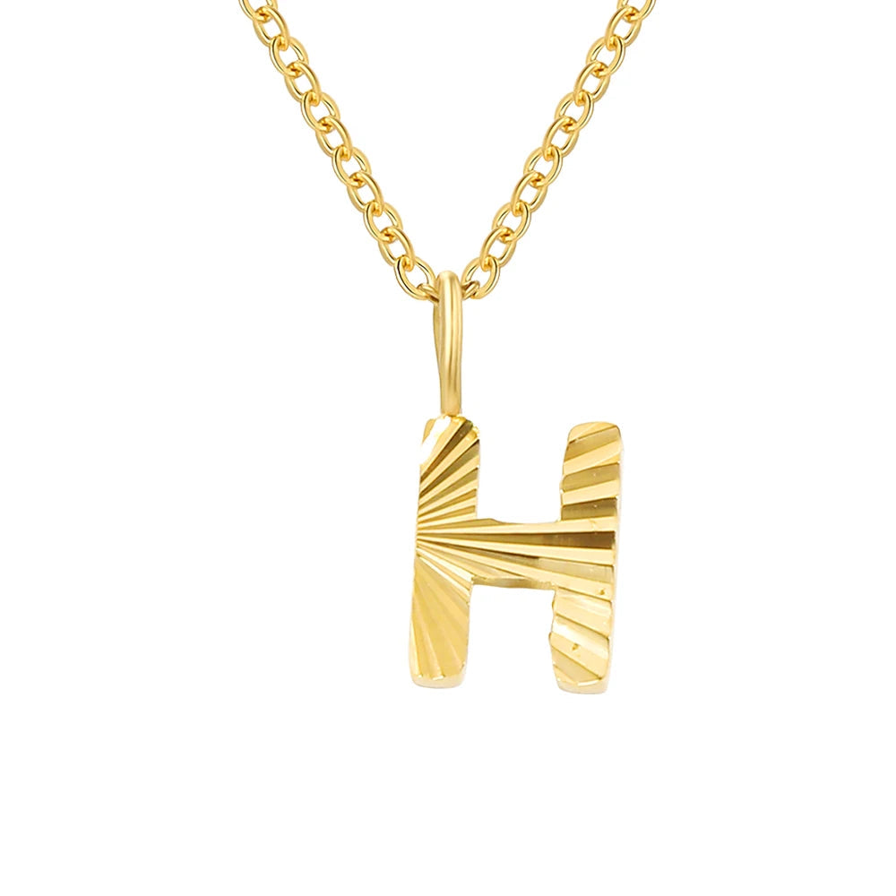 Personalized Initial Pendant Necklace 14k Gold - H