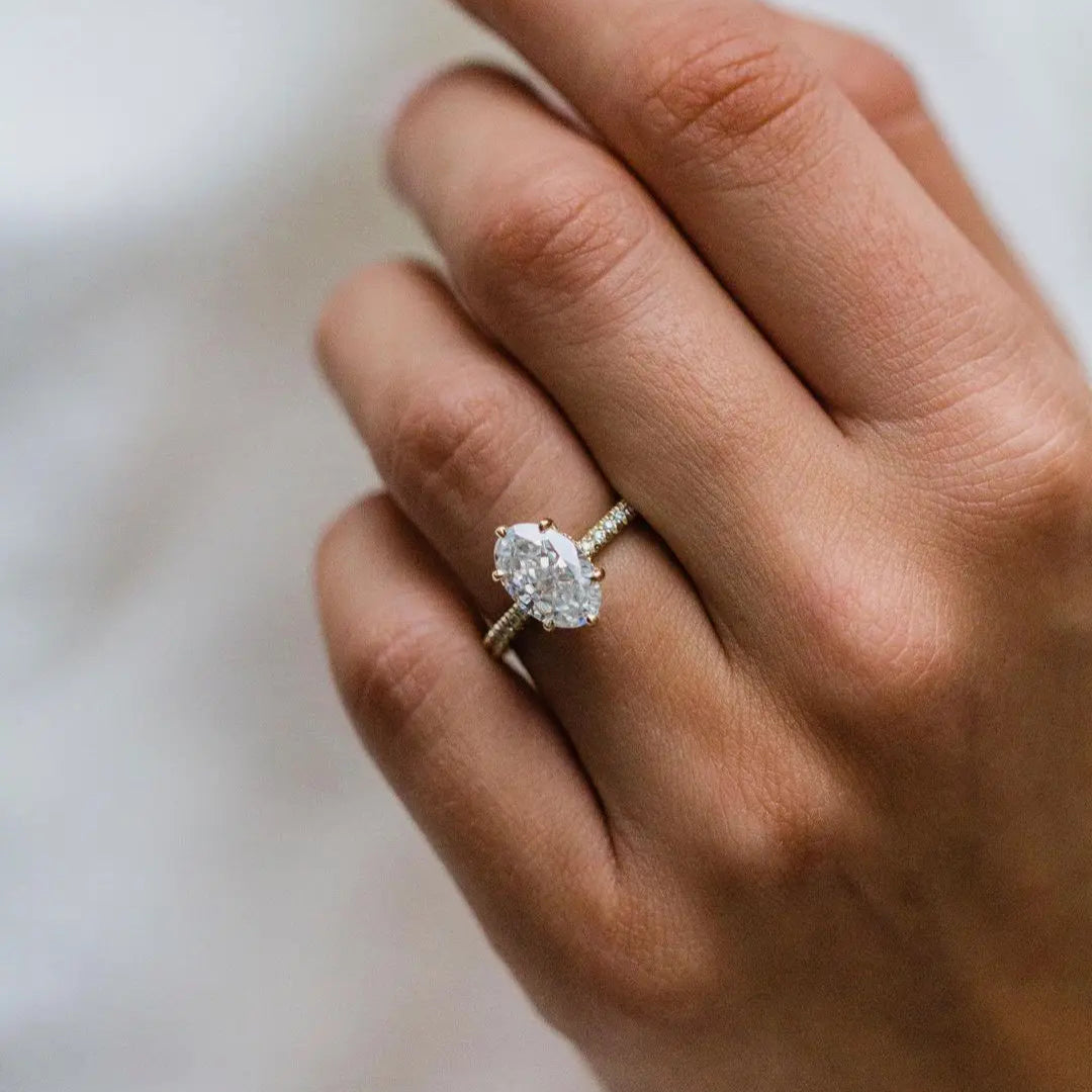 CHLOE | 3 Carat Crushed Ice Oval Cut Hidden Halo