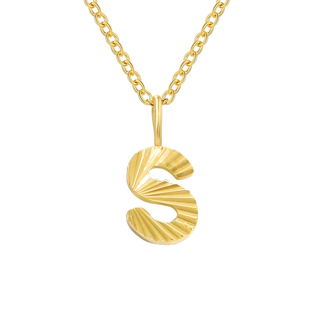 Personalized Initial Pendant Necklace 14k Gold - S