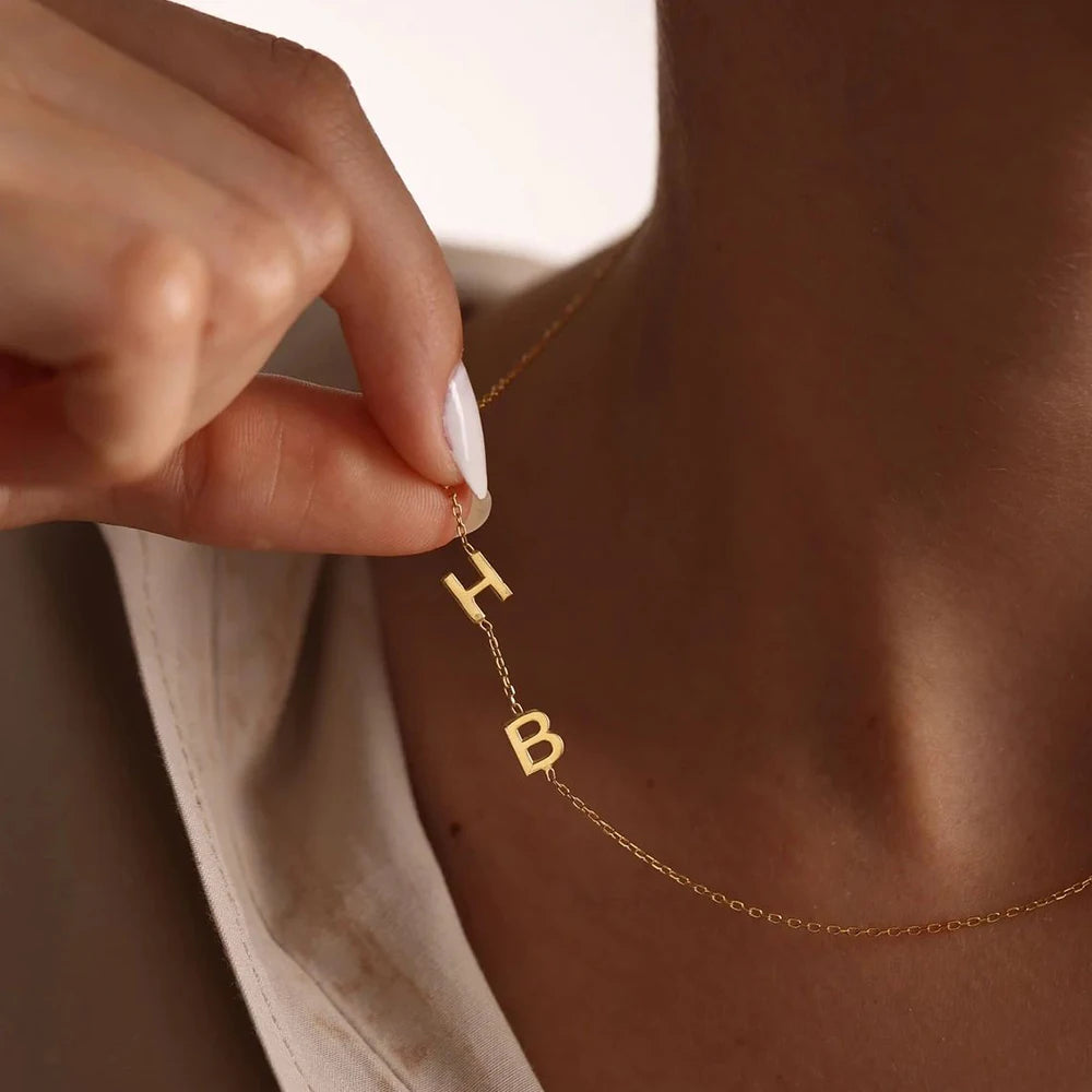 Custom Sideway Charm Initial Necklace