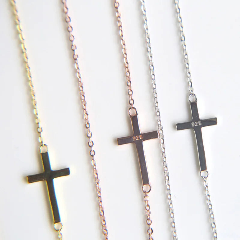 Dainty Sideways Cross Necklace - Kalyn & Co.