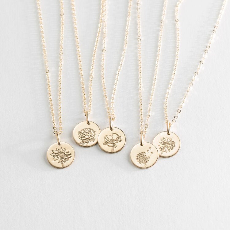 Birth Flower Coin Necklace - Kalyn & Co.