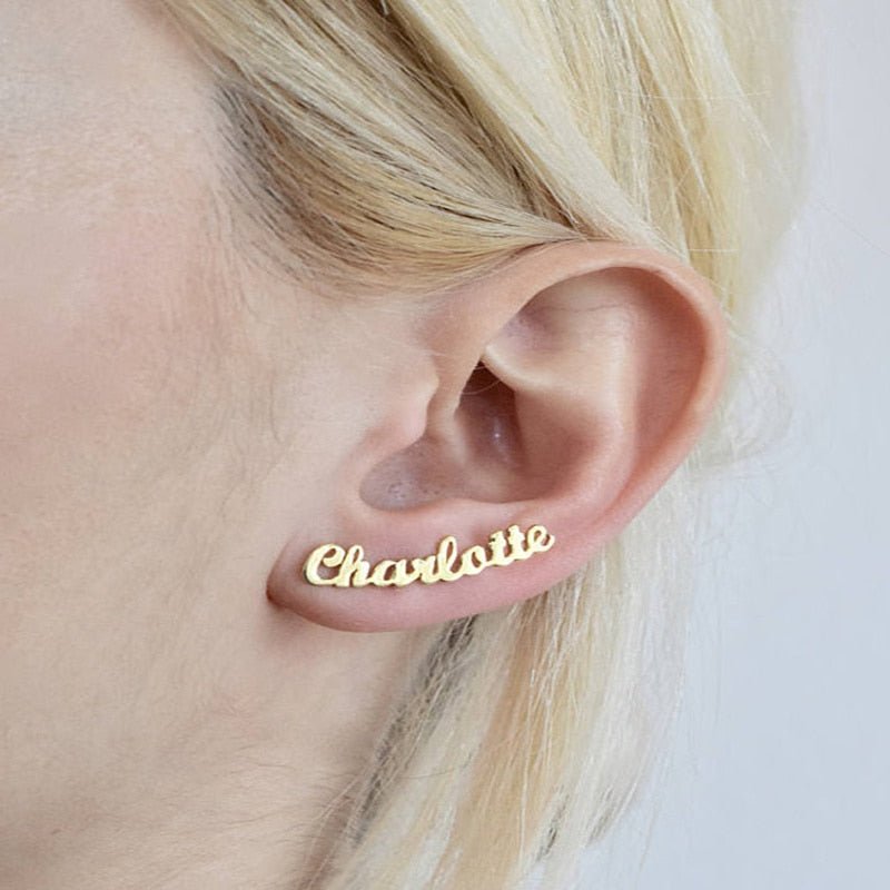 Boucle D'oreille Femme Custom Name Earrings Ear Climbers - Kalyn & Co.