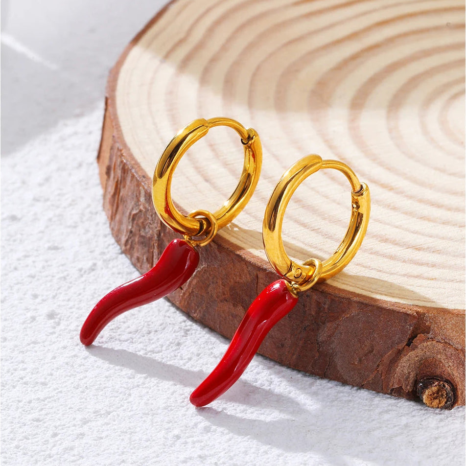 Chili Pepper Huggie Hoop Earrings