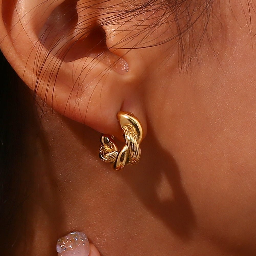 Chunky Twisted 18k Gold Hoop Earrings - Kalyn & Co.