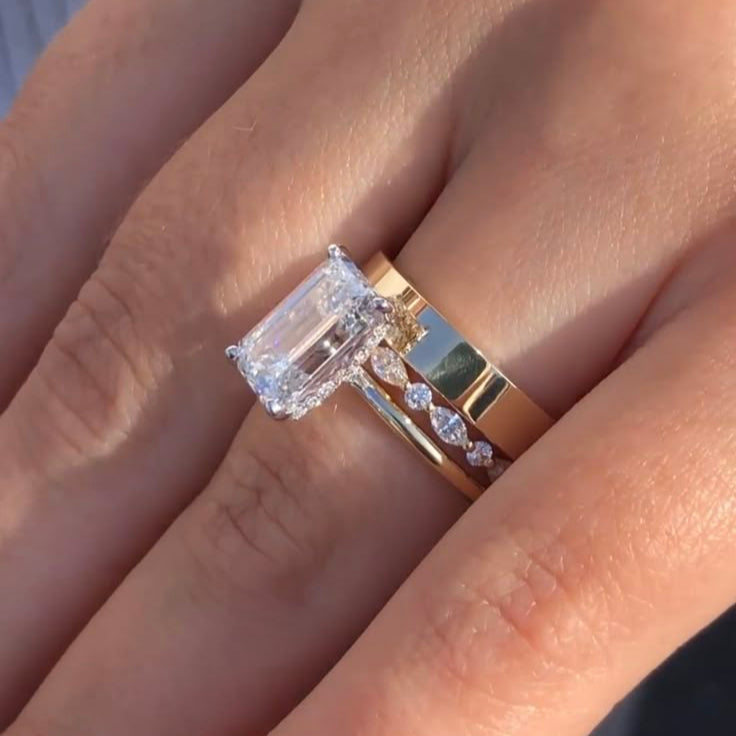 emerald cut hidden hallow bridal set