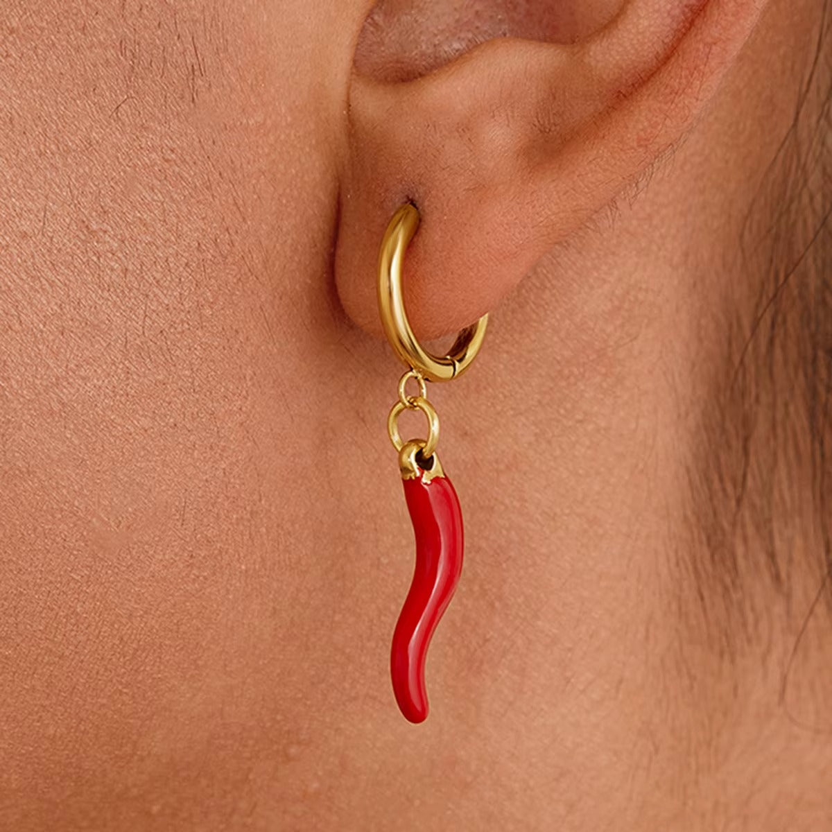 Chili Pepper Huggie Hoop Earrings