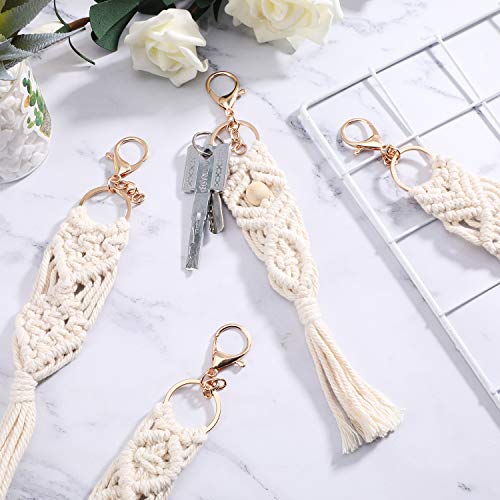 4 Pieces Boho Macrame Key chains with Tassels
