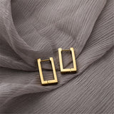 Rectangle 18k Gold Hoop Square Earrings