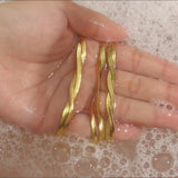 Braided Herringbone Chain Necklace & Bracelets Set - 14K Gold Plated