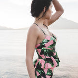 High Waisted Tankini Palm Leaf Floral Two Piece  Swimsuit - Kalyn's Finds