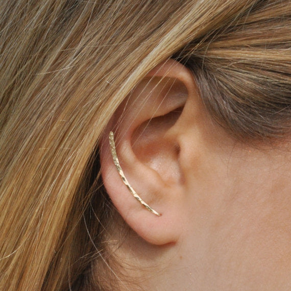 14KT Yellow Gold Polished Pointed Ear Climber Earrings – Chapel Hills  Jewelry