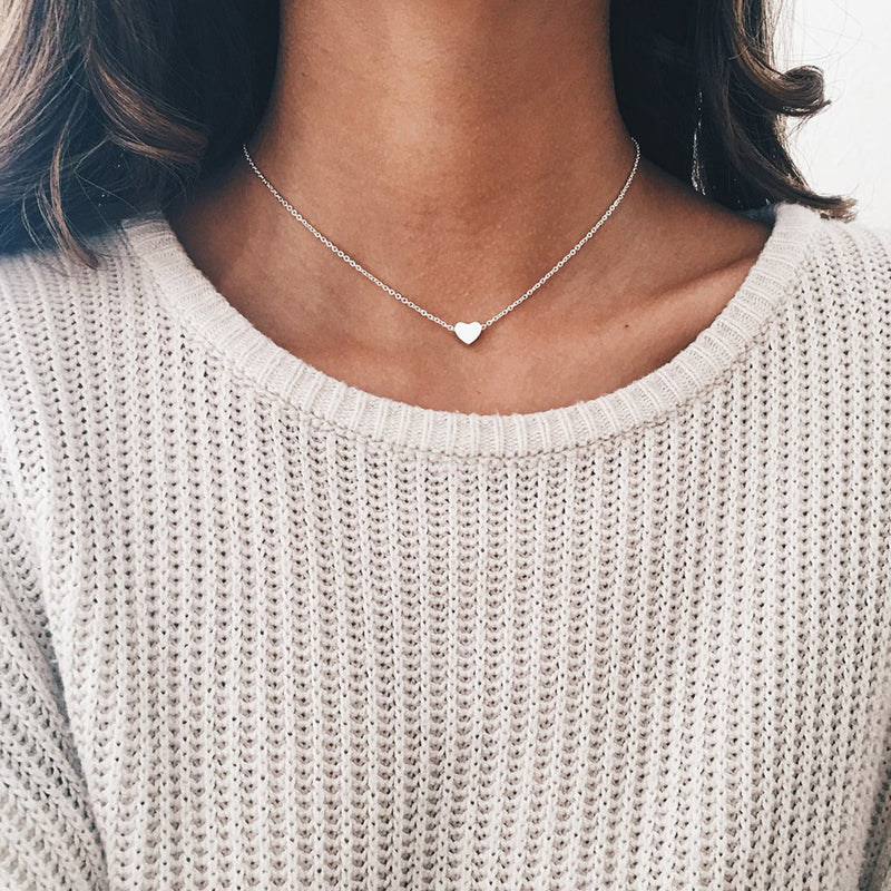 Dainty Silver Heart Charm Necklace - Kalyn's Finds